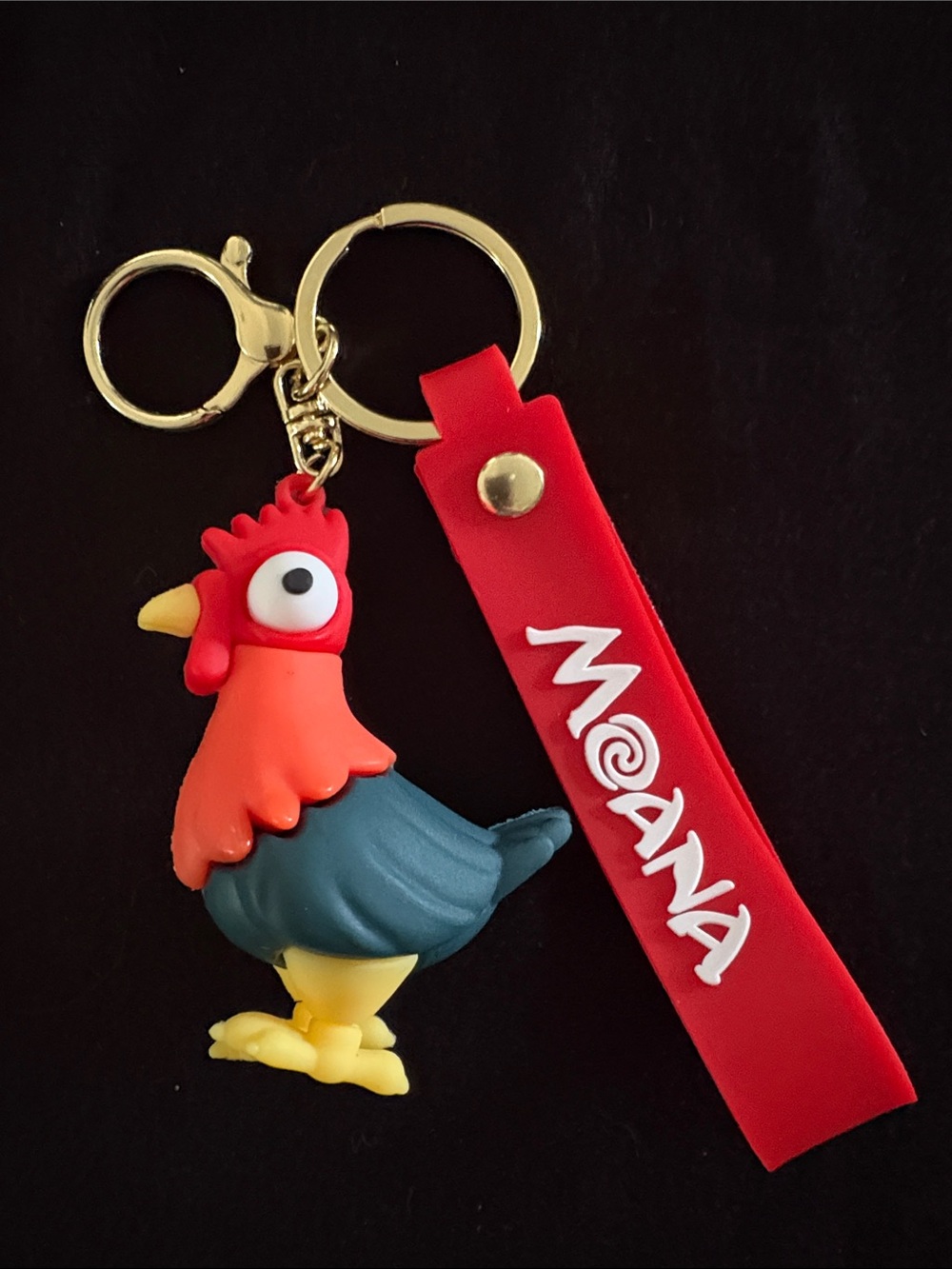 Cute Heihei Moana Rooster Bag Charm Keychain with Red Strap